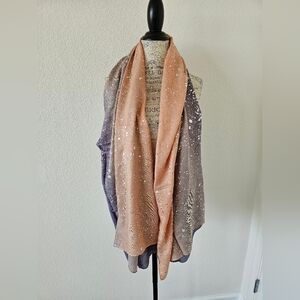 Oliver Bonas Pink & Purple Silver Paint Splatter Starlit Sky Gradient Scarf Wrap